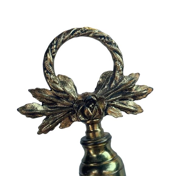 Vintage Ornate Brass & Glass Perfume Bottle With Floral Design - Picture 2 of 6